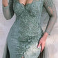 Mermaid Sage Lace Split Dress With Slit