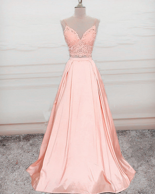 Coral Prom Dresses Two Piece