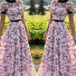 Elegant Lace Embroidery Prom Dresses Cap Sleeves