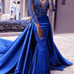 Mermaid Prom Dresses Lace Sleeved Satin Gowns