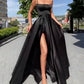 Sexy Long Satin Split Prom Dresses With Pockets