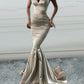 Mermaid Sweetheart Prom Dresses Satin Spaghetti Straps
