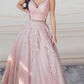Two Piece Ball Gown Prom Dresses Lace Embroidery