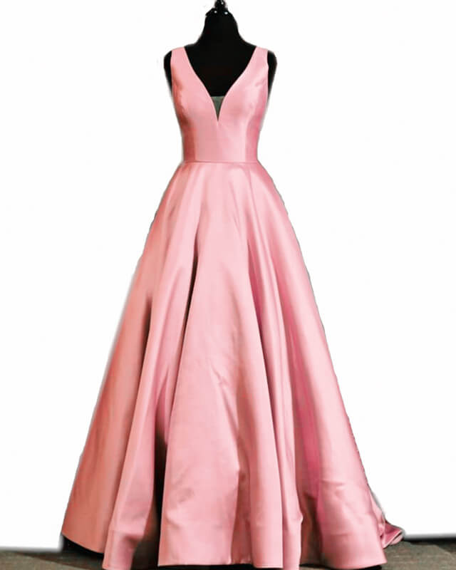 Pink Satin Ball Gown Dress