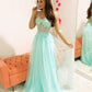 Tulle Sweetheart Corset Prom Dresses Spaghetti Straps Embroidery