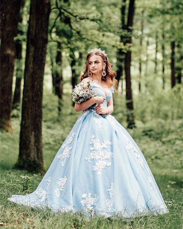 Ball Gown Prom Dresses Off The Shoulder Lace Embroidery