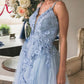 3D Lace Flowers Embroidery Mermaid Prom Dresses V Neck