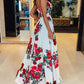 Floral Print Prom Dresses Long Strapless With Pockets
