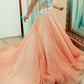 Elegant A-line Prom Dresses Tulle Sweetheart Lace Embroidery
