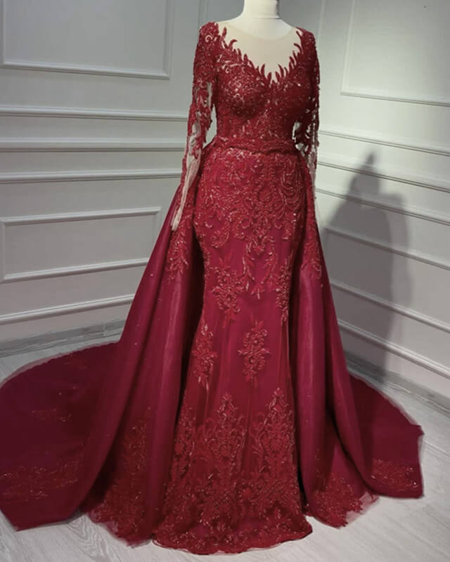 Mermaid Burgundy Lace Dress