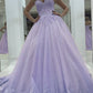 Lace Sweetheart Ball Gown Tulle Prom Dresses Elegant
