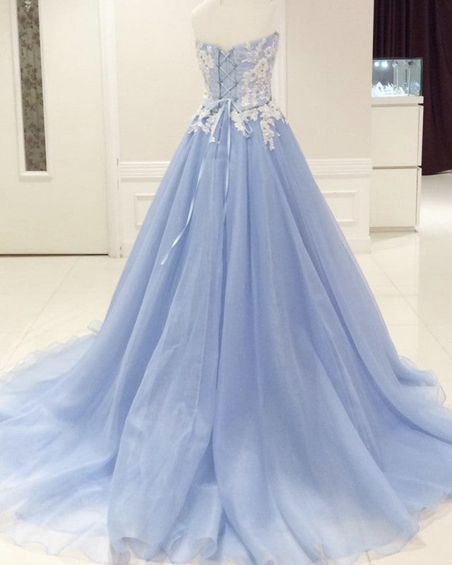 Lace Sweetheart Corset Tulle Prom Ball Gown Dresses