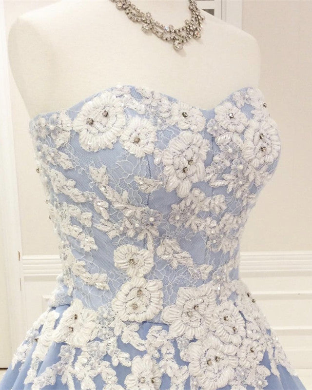 Lace Sweetheart Corset Tulle Prom Ball Gown Dresses
