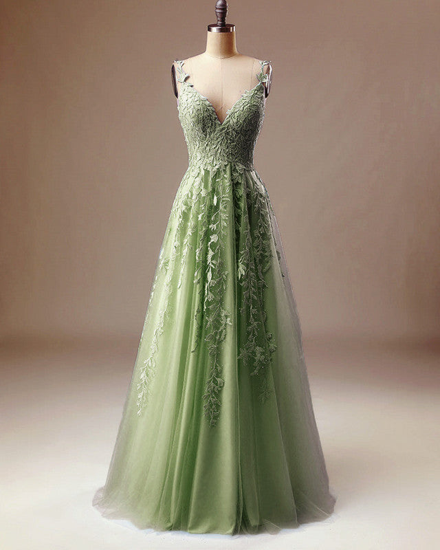 Sage Lace Prom Dress 2023