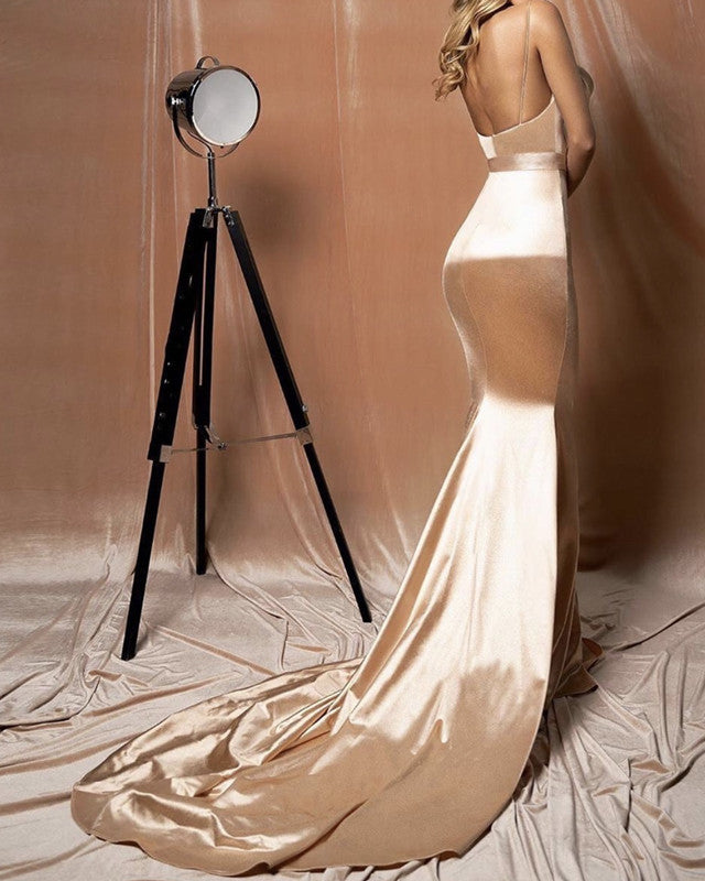 Champagne Mermaid Prom Dresses