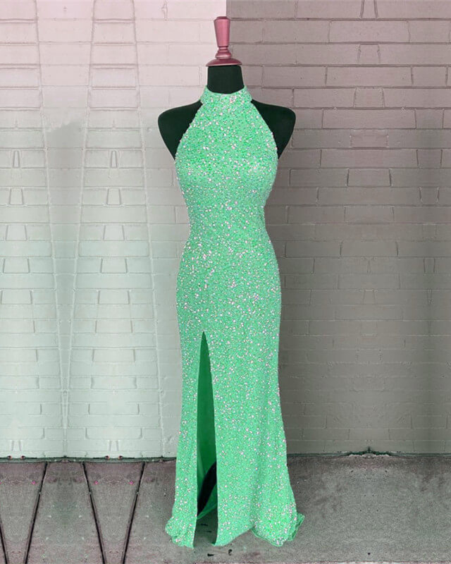 Mint Green Prom Dresses Sequin