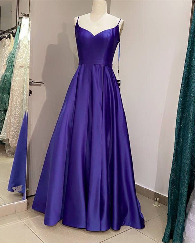 Long Royal Blue Satin V Neck Prom Dress Lisposa Long Royal Blue Satin V Neck Prom Dress Lisposa