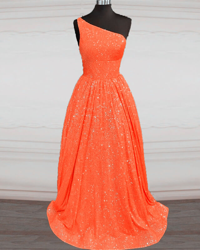 Orange Prom Dresses Sequin