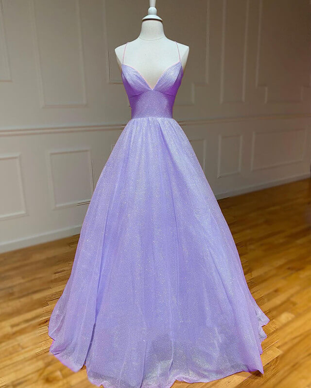 Lavender Sparkly Prom Dress