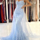 Mermaid Sage Green Lace Prom Dress Removable Train