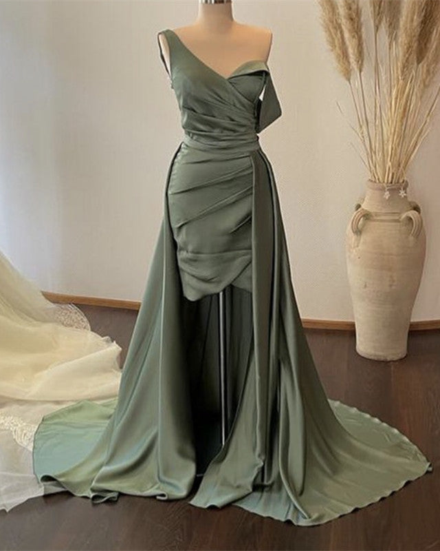 Sexy Sheath Column Satin Pleated Dress