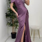 Mermaid Green Satin Split Beaded Dress