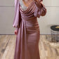 Mermaid Rose Satin Long Sleeve Dress