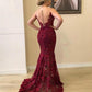 Mermaid Burgundy Sequin Lace Dress