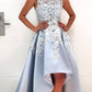 High Low Satin Lace Appliques Dress