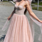 Blush Tulle Ankle Length Dress With Sparkly Corset