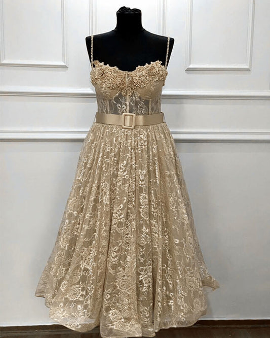 Champagne Midi Prom Dress