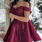 Burgundy Mini Prom Dress With 3D Lace Flowers