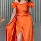 Mermair Satin Off The Shoulder Slit Dress