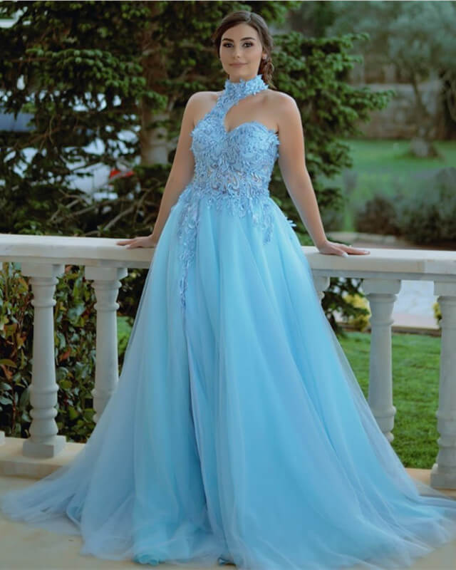 Ball Gown Tulle One Shoulder Appliques Dress
