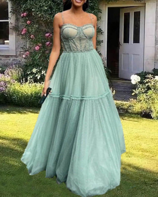 Sage Tulle Prom Dresses