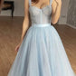 Baby Blue Tulle Midi Corset Dress