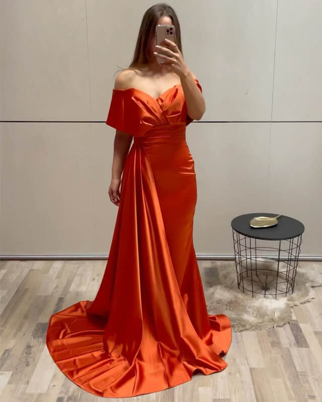 Mermaid Orange Satin Dress