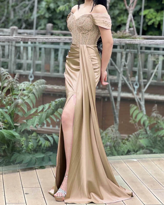 Mermaid Gold Satin Dress