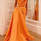 Mermaid Orange Satin Strapless Dress