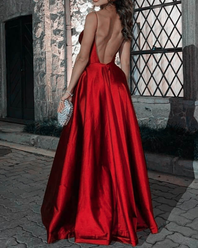Red Aline Tulle Long Prom Dress, Red Tulle Formal Graduation Dresses –  shopluu