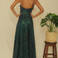Long Green Sparkly Dress Strapless Open Back