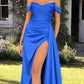Mermaid Royal Blue Satin Slit Dress