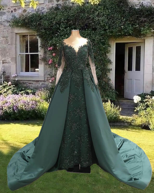Mermaid Emerald Green Long Sleeve Dress