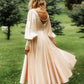 A-line Long Sleeve Midi Satin Dress