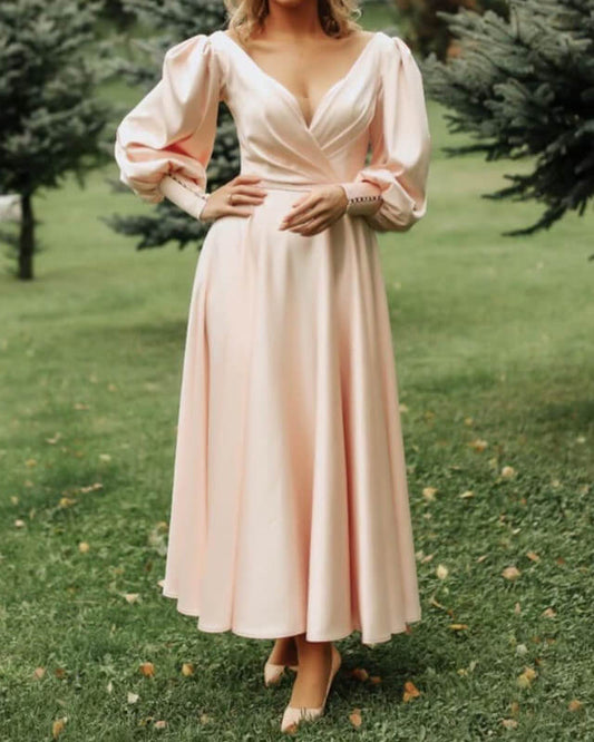 Blush Satin Midi Dress