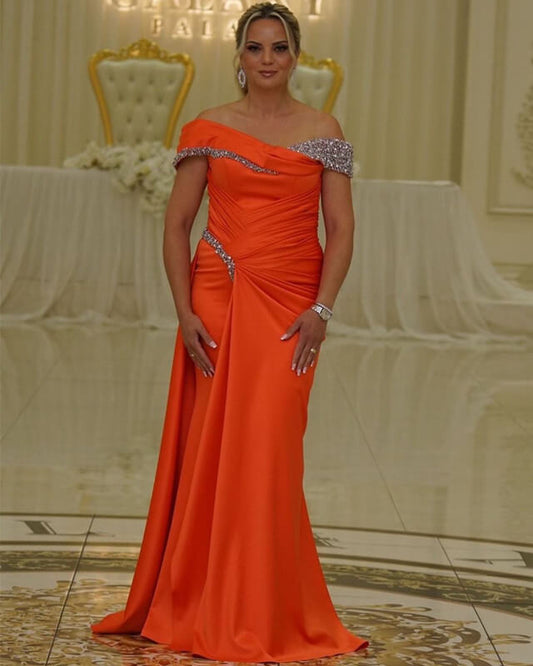 Mermaid Orange Satin Gown