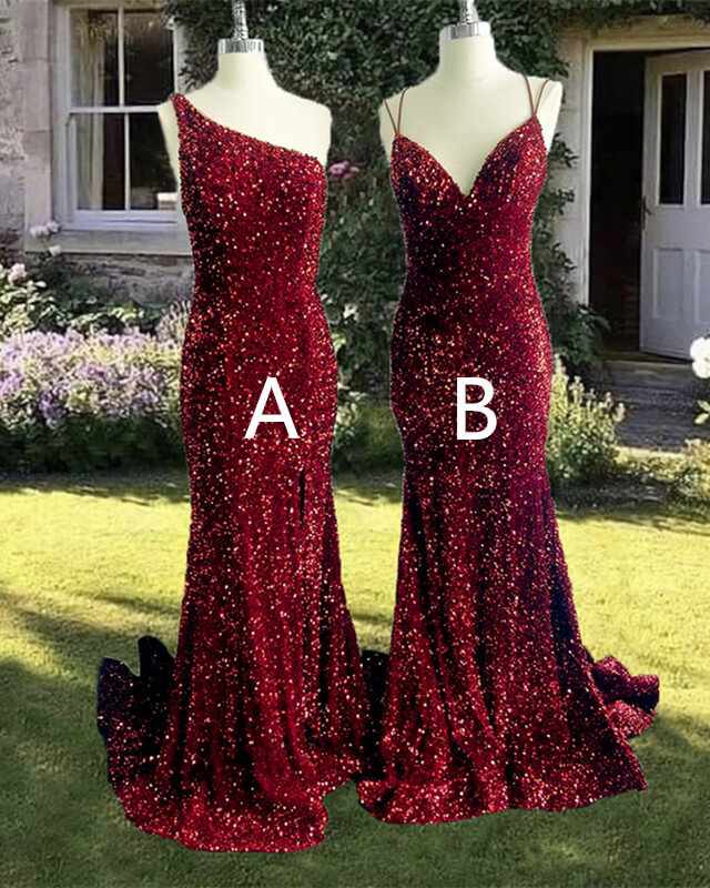maroon sparkly prom dress V Neck Criss Back Sequins Burgundy adjustable fit Sparkly Sequin Burgundy Prom Dresses