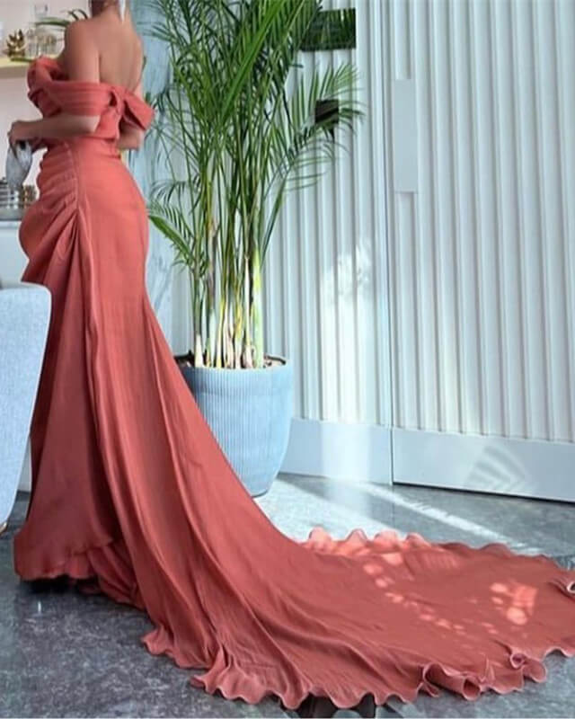 Mermaid Ruched Off The Shoulder Organza Dress
