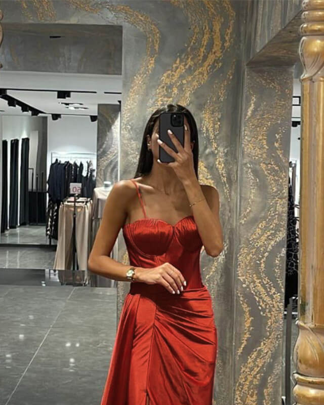 Mermaid Burnt Orange Sweetheart Corset Dress