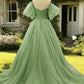 Removable Sleeve Ball Gown Sage Dress